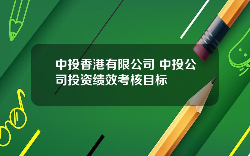 中投香港有限公司 中投公司投资绩效考核目标